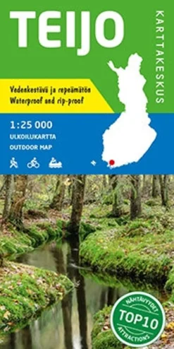 Clearance Teijo 1:25 000 Vedenk. Ulkoilukartta 2016 Opaskirjat Ja Kartat